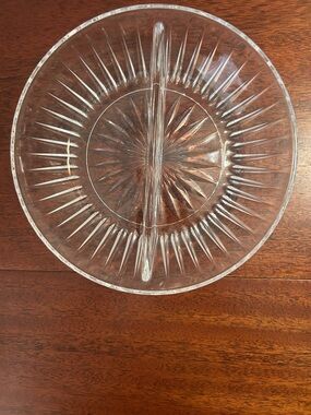 Princess House Highlights Lead Crystal Pressed Glass Divided Relish Dish